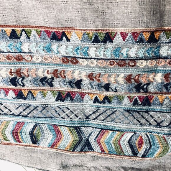 Boho Embroidered boat neck poncho top one size multicolor 25” x 54” - Picture 4 of 11